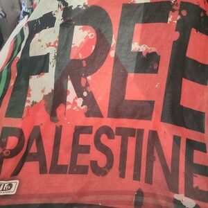 Red and Black Graphic Scarf, FREE PALESTINE.